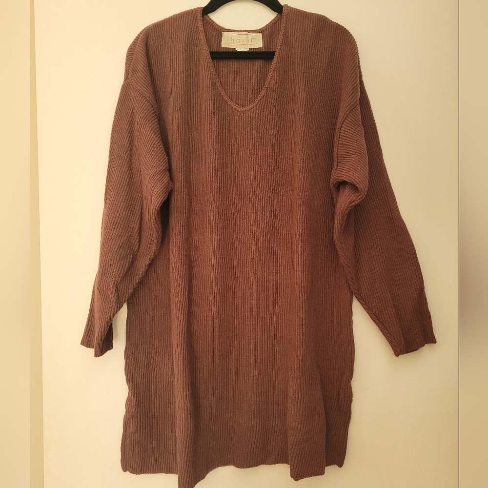 Chava! Classics rich brown cotton tunic sweater size large